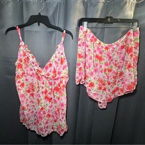 Morgan Taylor Intimates Pink Floral Camisole Set Size XL